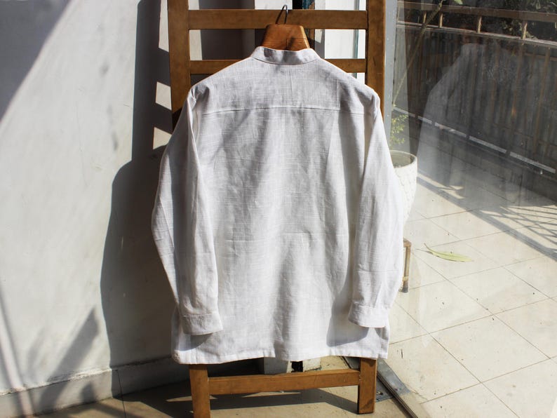 White Khadi shirt handloom cotton kurta for men image 8