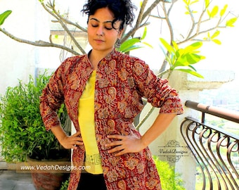Choose fabric from the store Custom made cotton kalamkari jacket in the fabric of your choice