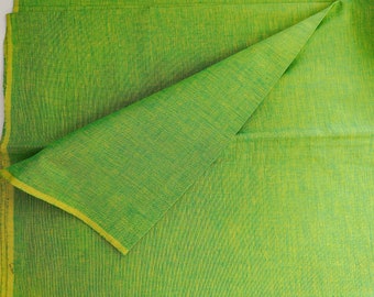 Green handloom cotton, iridescent homespun fabric sold by 2 yards