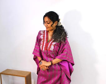 Gujarati patch kaftan Cotton silk kaftan pant set with lining