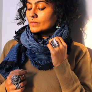 Blue indigo handmade stole, woven stole, cotton stole / gift for him / her