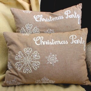 Set of 2 Snowflake christmas text pillow cover / christmas gift
