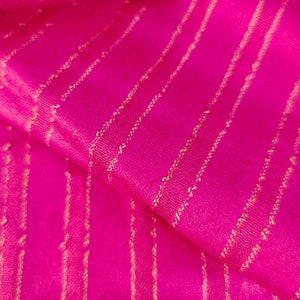 Striped hot pink cotton silk sewing fabric by the yard