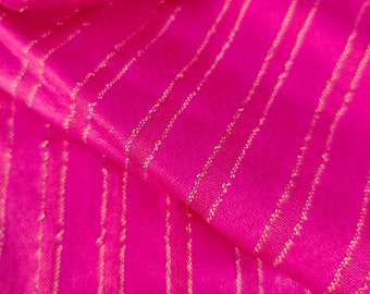 2.5 meters striped hot pink cotton silk sewing fabric
