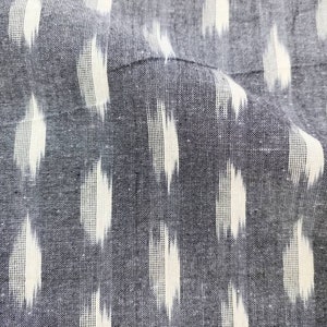 Off white and gray handloom ikat cotton pillow fabric breathable by the yard