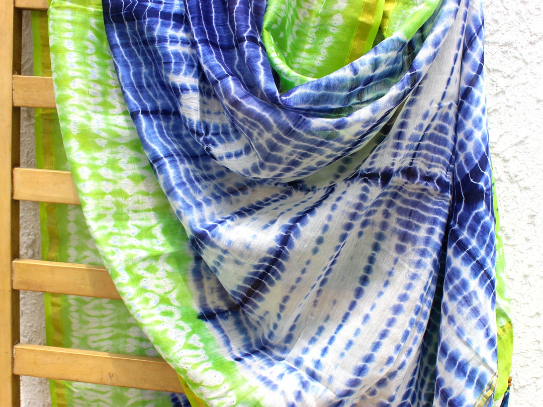Navy Blue - Leheriya Tie-Dye Chanderi Silk Fabric 27