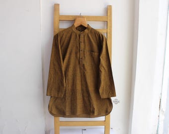 Brown short shirt lightweight kurta in khadi cotton fabric