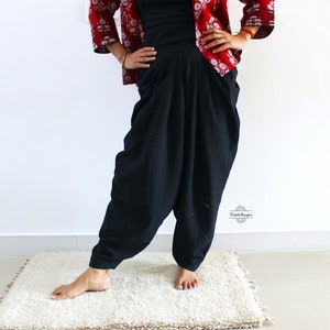 Black Khadi cotton dhoti pants yoga pants comfortable pants