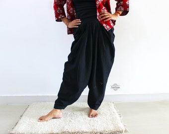 Black cotton dhoti pants yoga pants comfortable pants