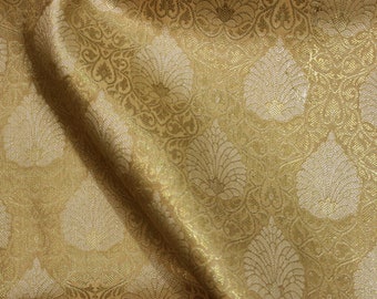 2.5 meters gold and brown Jacquard fabric / Indian fabric / dress material / gown fabric