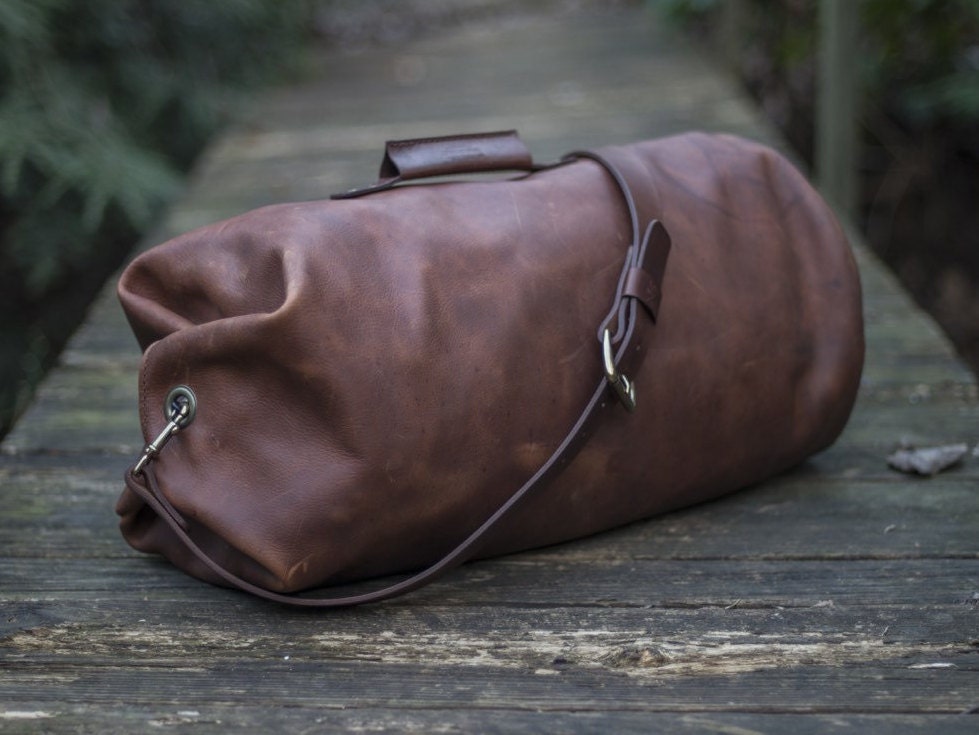 leather look duffle bag