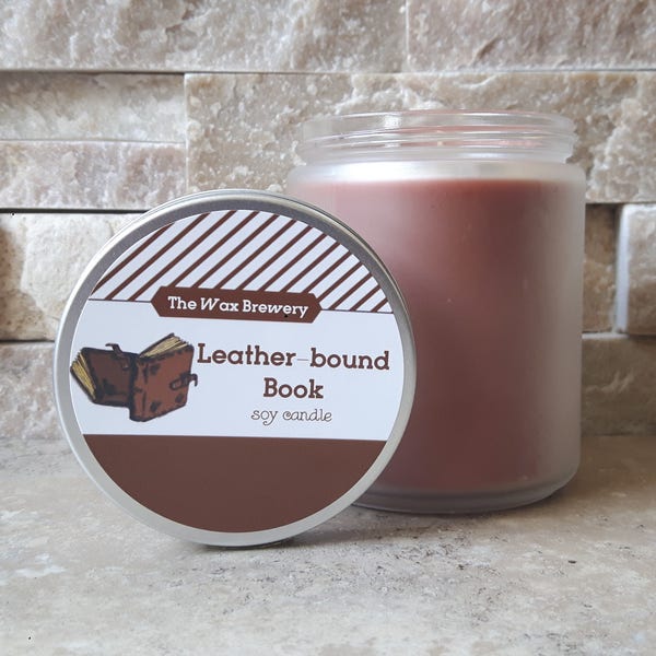 Leather-bound Book scented Soy Candle- 8oz Book Candle