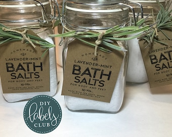 Editable Bath Salts Labels in 2 Colors - 12 per page, just enter your scent and print!