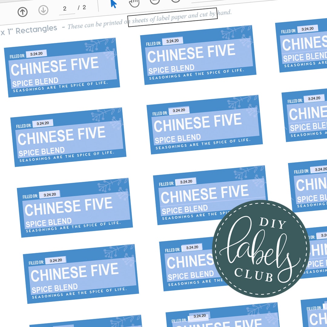 Editable Spice Rack Labels - BLUE - Etsy