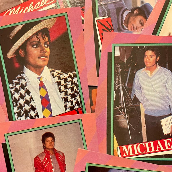 5 Michael Jackson Collectors cards, King of POP Collectors Items, Gift for Musicians, 5 mystery cards, 80s music, 1984 Music Memorabilia