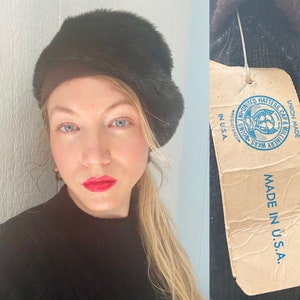 60s 70s Faux Fur Beret  Hat with Tags still attached, Like New Vintage Hat Dark Chocolate Women’s Vintage Fashion Hat