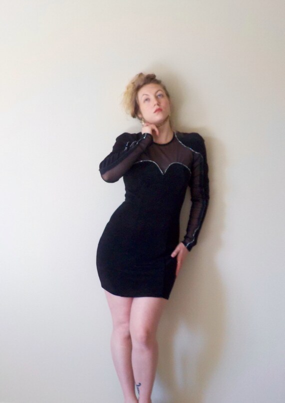 black mesh rhinestone dress