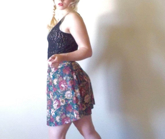 Vintage FLORAL SKIRT Deep Colors and Jewel Tones/… - image 4