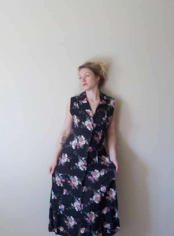 white maxi dress with purple flowers