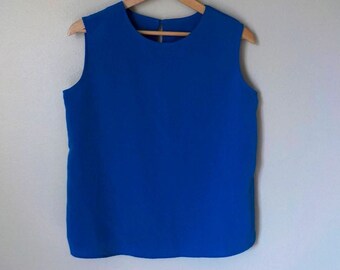 TANK TUNIC  Minimalist Solid Color Top Royal Blue Vintage Shirt for Summer Top for Her Tank Boxy Oversized Goes with Everything Shirt Comfy