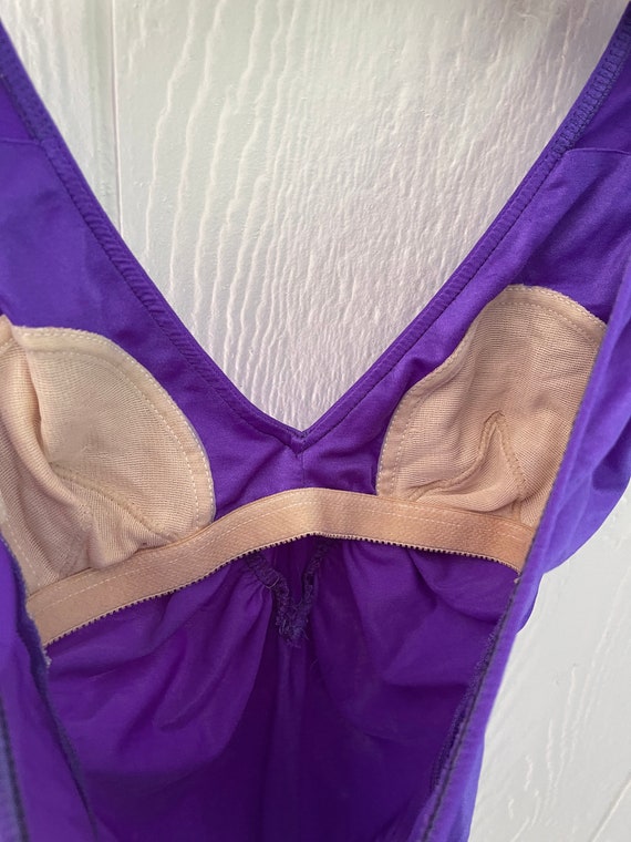 80s One Piece Swimsuit Vintage Violet Bodysuit 80… - image 4