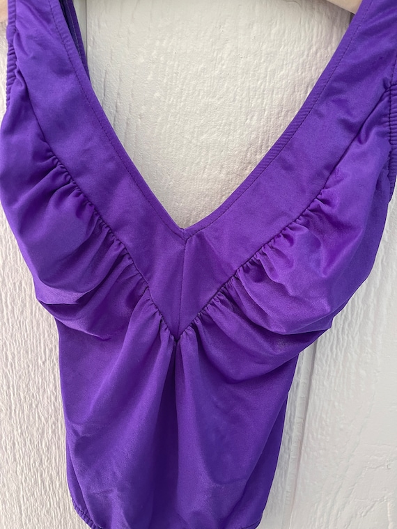 80s One Piece Swimsuit Vintage Violet Bodysuit 80… - image 2
