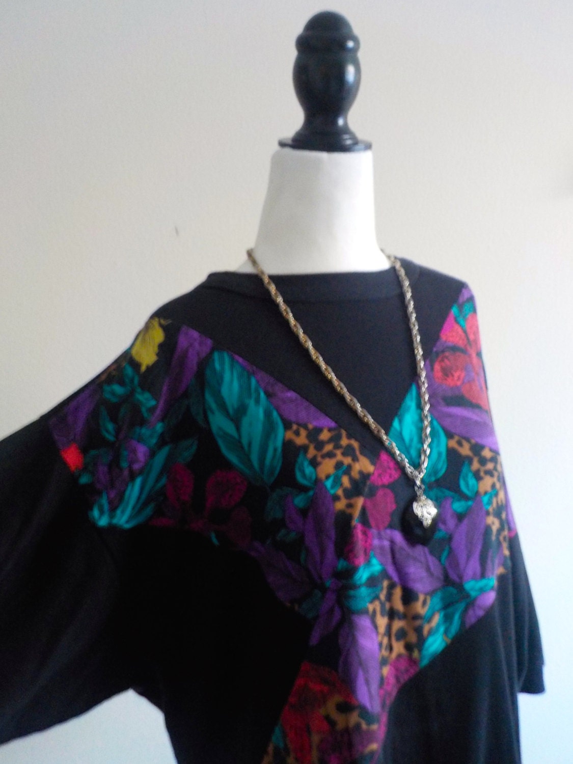 90s BOHO TOP Half Sleeve Black Top Leopard Print Shirt Plus - Etsy