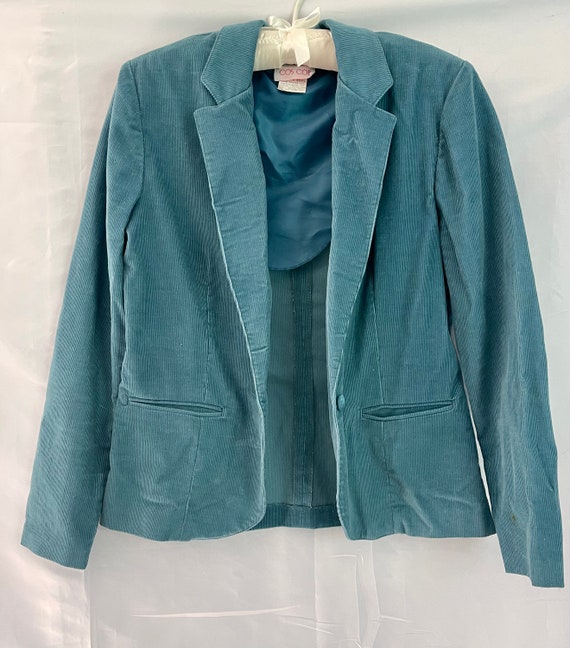 70s 80s Corduroy Blazer for Women, Blue Corduroy … - image 8