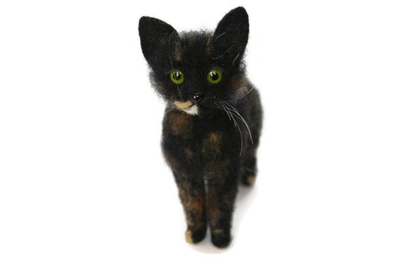 Czarnego Filcu Kot Czarny Kot Kitty Wielobarwny Cat żółto Etsy