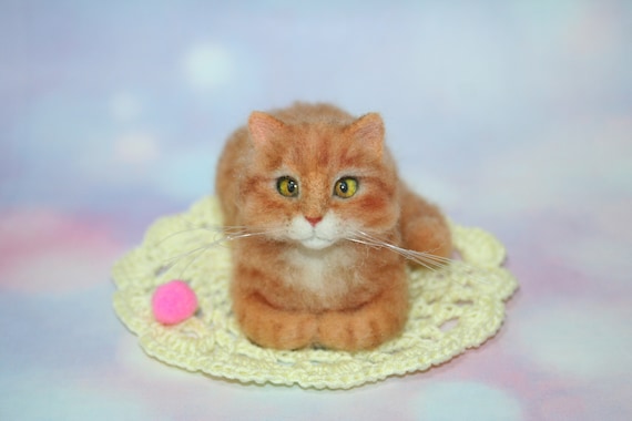 Miniature Orange Tabby Cat Needle Felted Cat Orange Cat Etsy