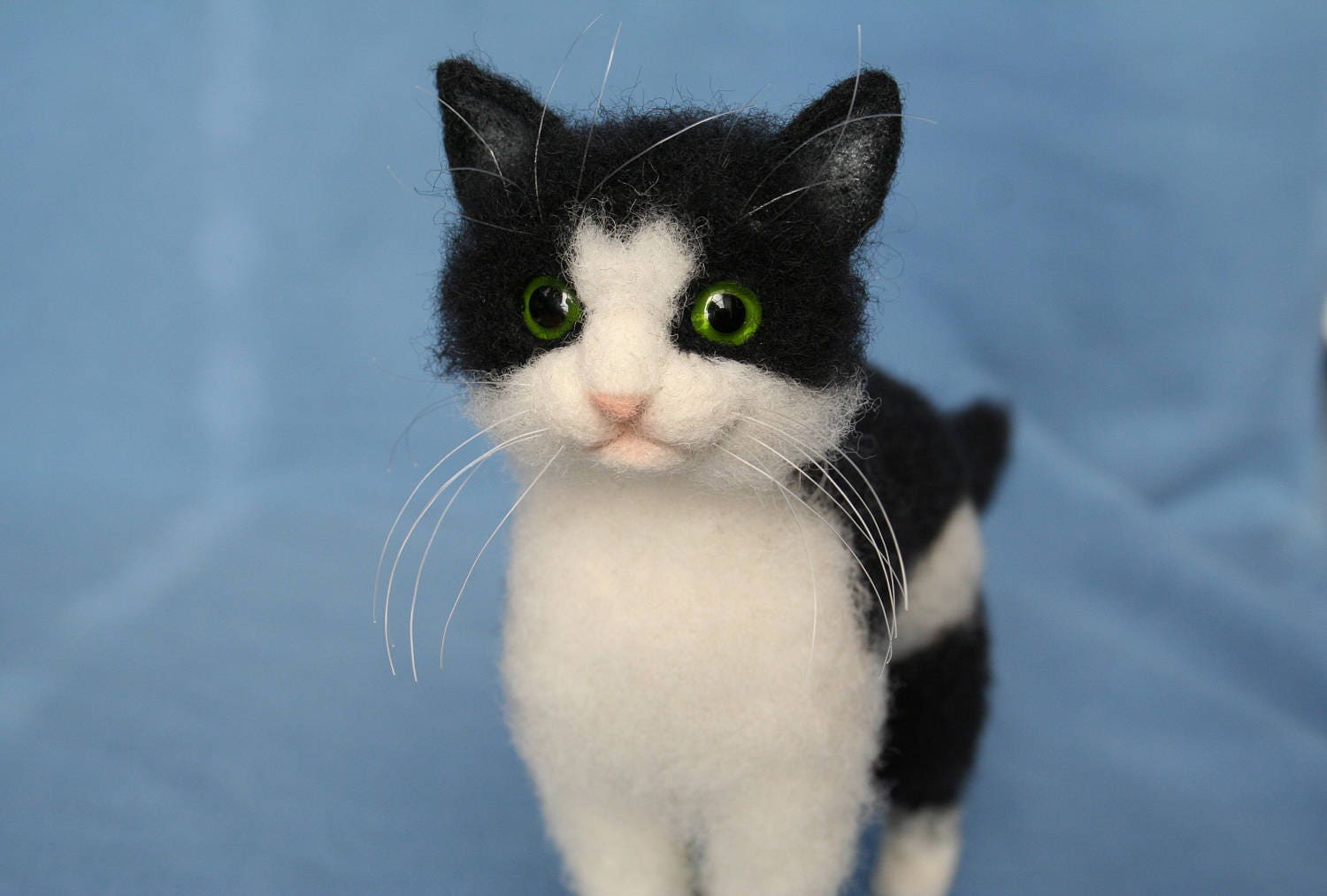 Needle Felted Cat. Black and White Cat. Felted Cat. Felt Etsy