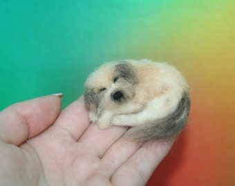 Needle Felted Sleeping Dog.Dollhouse Dog.Miniature Dog.Custom Made Dog.Pet.Felted Animal.Made to order.