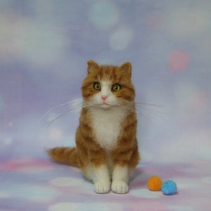 Custom Needle Felted Cat. Cat Memory Pet Portrait. Your Pet Replica. Miniature Orange Tabby Cat. Needle Felted Cat. Made to Order. image 7