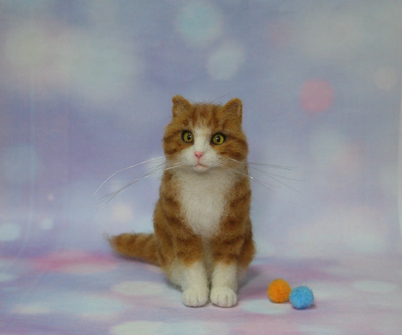 Custom Needle Felted Cat. Cat Memory Pet Portrait. Your Pet Replica. Miniature Orange Tabby Cat. Needle Felted Cat. Made to Order. image 7