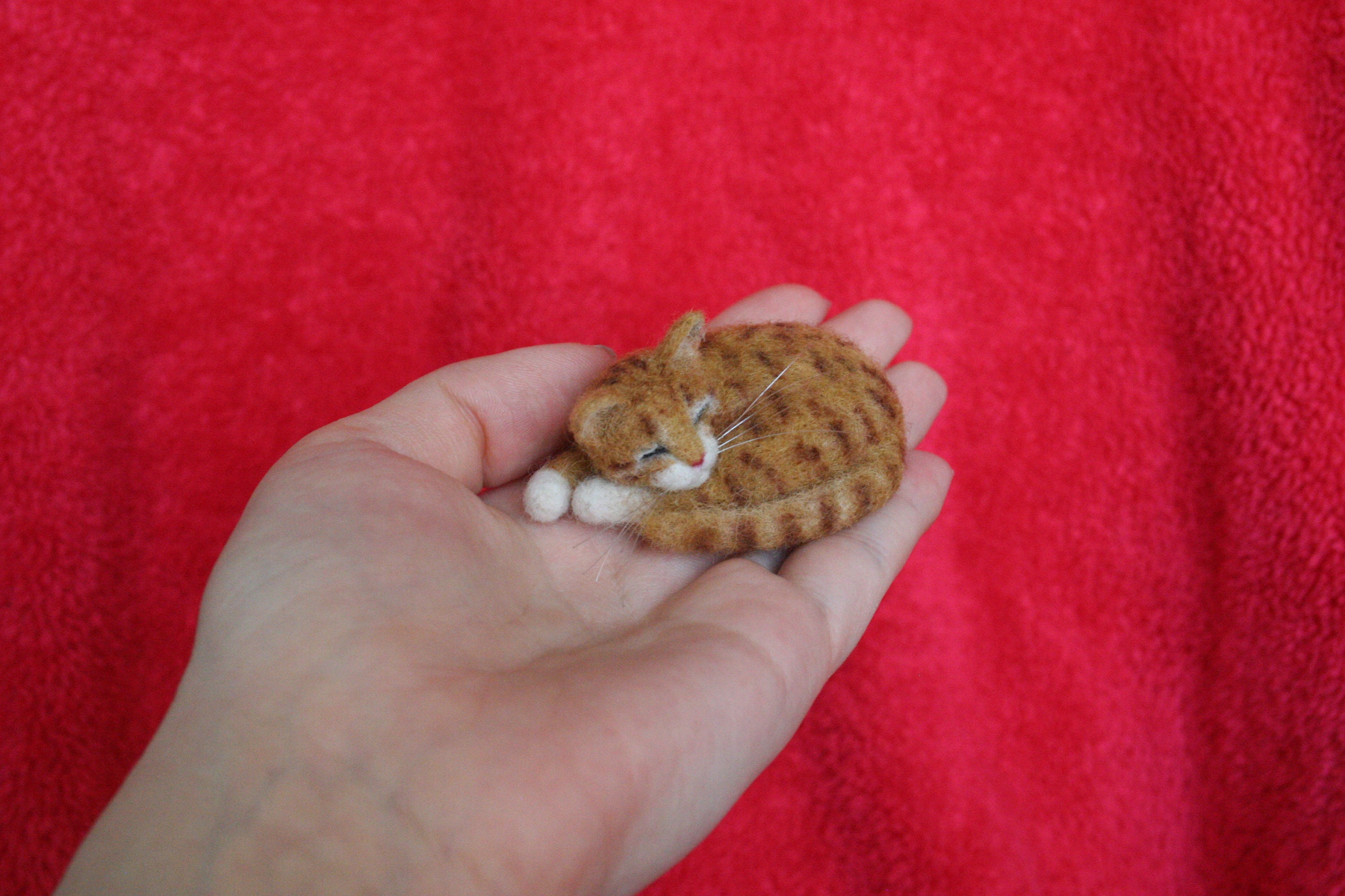 Miniature Sleeping Cat.needle Felted Cat.dollhouse Etsy