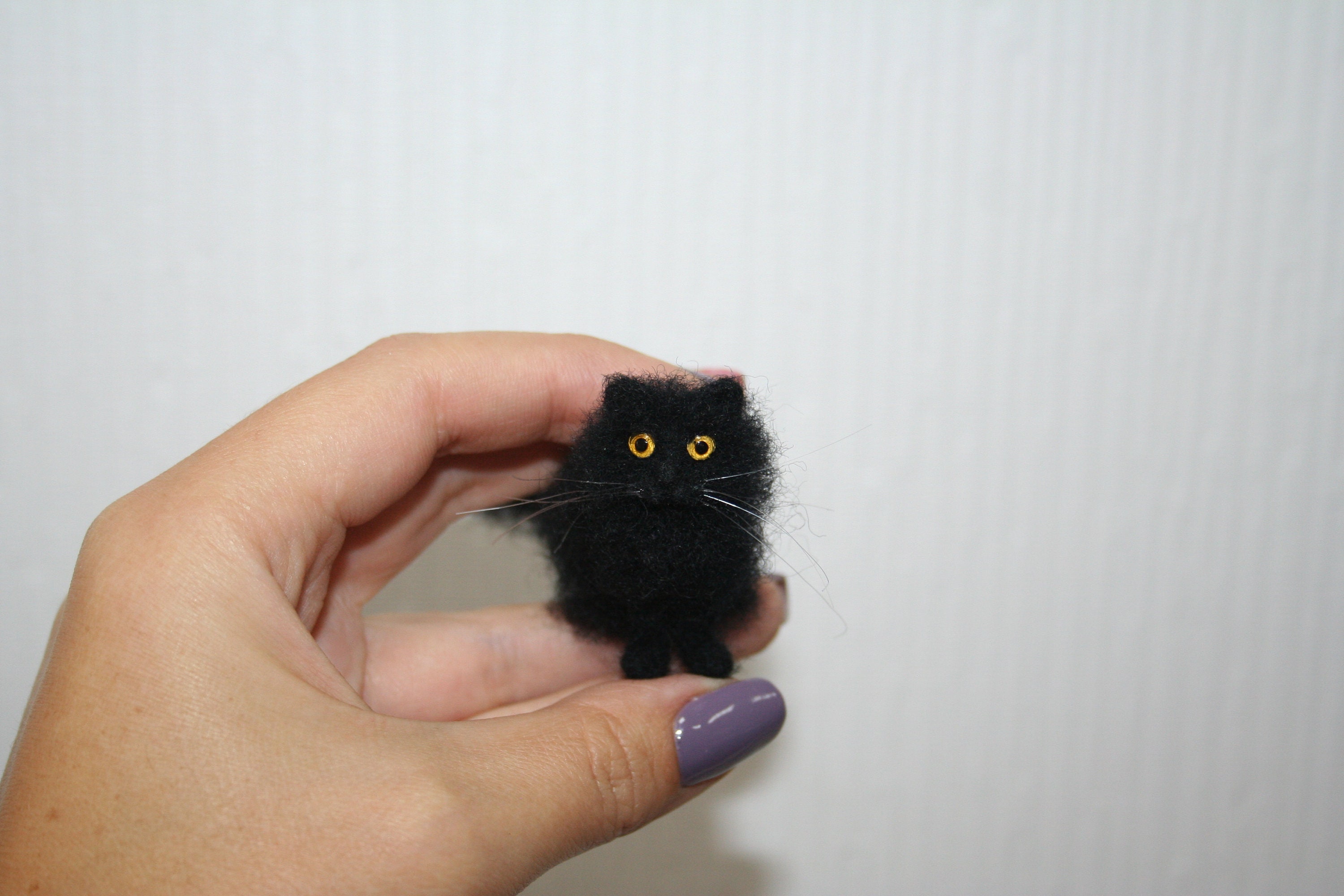 Miniature Dollhouse Cat. Miniature Needle Felted Cat. Black Cat
