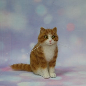 Custom Needle Felted Cat. Cat Memory Pet Portrait. Your Pet Replica. Miniature Orange Tabby Cat. Needle Felted Cat. Made to Order. image 6