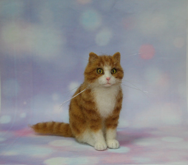 Custom Needle Felted Cat. Cat Memory Pet Portrait. Your Pet Replica. Miniature Orange Tabby Cat. Needle Felted Cat. Made to Order. image 6