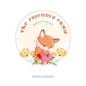 Logotipo de zorro bebé, logotipo de niña zorro, logotipo de animal bebé, logotipo de boutique infantil, diseño de logotipo de empresa de ropa infantil, logotipo y marca de boutique infantil