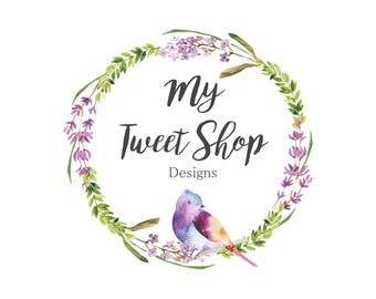 Bird logo-wreath logo-Flower Logo-Nature Logo-Spring logo-Etsy Logo-Photography Logo-Small Business Logo-Branding