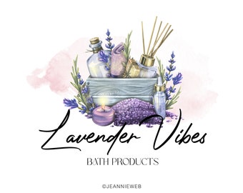 Bath Products Logo - Lavender Bath Salt Logo - Essential Oil Logo - Fragrance Sticks Logo - Soap Logo - Candle Logo - Skin Products Logo