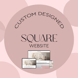 May include: A digital mockup showcasing a "SQUARE WEBSITE" design across multiple devices. The image features a laptop, tablet, and smartphone displaying a website with a minimalist aesthetic. The text "CUSTOM DESIGNED" is at the top.