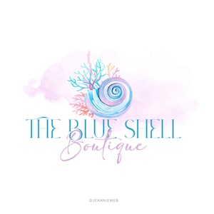 Shell Logo, Seashell Logo, Nautical Business Logo, Beach Logo, Ocean Seaside Logo, Photography Logo, Boutique logo, Watercolor Premade Logo