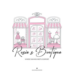 Fashion Boutique Logo, Women&#39;s Clothing Store Logo Design, Cute Boutique Shop Building Logo, Premade Logo Design and Branding