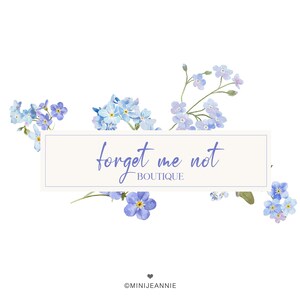 Rectangle Floral Logo Frame With Blue Forget Me Not Flowers - Feminine Flower Logo and Branding Design - Photography Logo - Brand Design