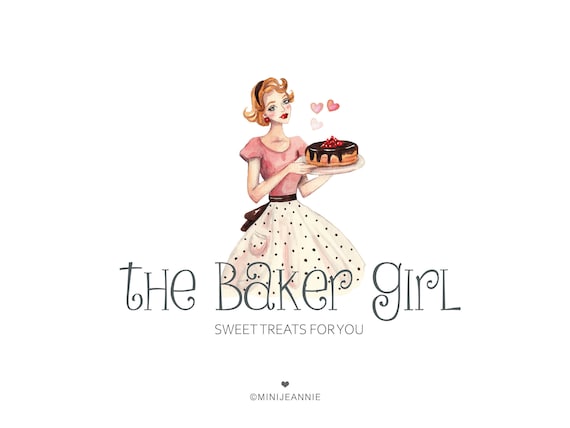 Bakery Logo-cake Logo-pastry Chef Logo-baking Girl Logo-cake | Etsy