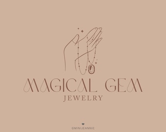 Boho Jewelry Boutique Logo, Gemstone Logo Design, Necklace Logo, Jewelers Logo, Jewel Logo, Crystal Logo, Jewelry Boutique Premade Logo