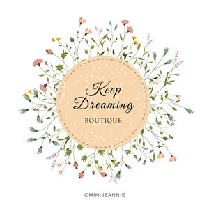 Circle Logo-Round Logo-Circular Floral Logo-Floral Logo-Flower Logo-Boutique Logo-Etsy Logo-Business Logo-Premade Logo-Free Font Change