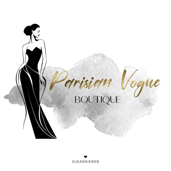 Elegant Woman Logo, Boutique Logo Design, Evening Gown Logo, Dress Logo, Fashion Logo, Clothing Shop Logo, Model Logo, Seamstress Shop Logo