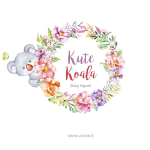 Koala Logo-Jungle Logo-Watercolor Animal Logo-Bear Logo-Nature Logo-Etsy logo-Business Logo-Premade logo-Free Font Change